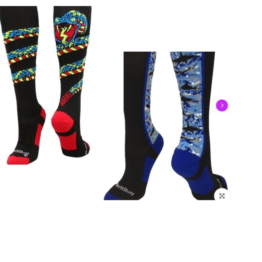 NEW!  2-PAIR / Digital Camo Shark and Snake Socks Over the Calf